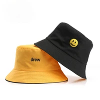 drew house cotton hats for womenmen fashion brand embroidery fisherman hat girls boys panama caps summer sun cap double side