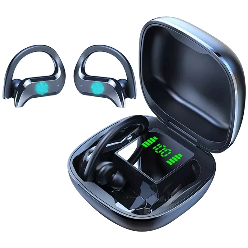 

TWS Беспроводные Bluetooth 5,0 наушники со светодиодным шумоподавлением, спортивные стереонаушники с ушным крючком, деловые Bluetooth наушники