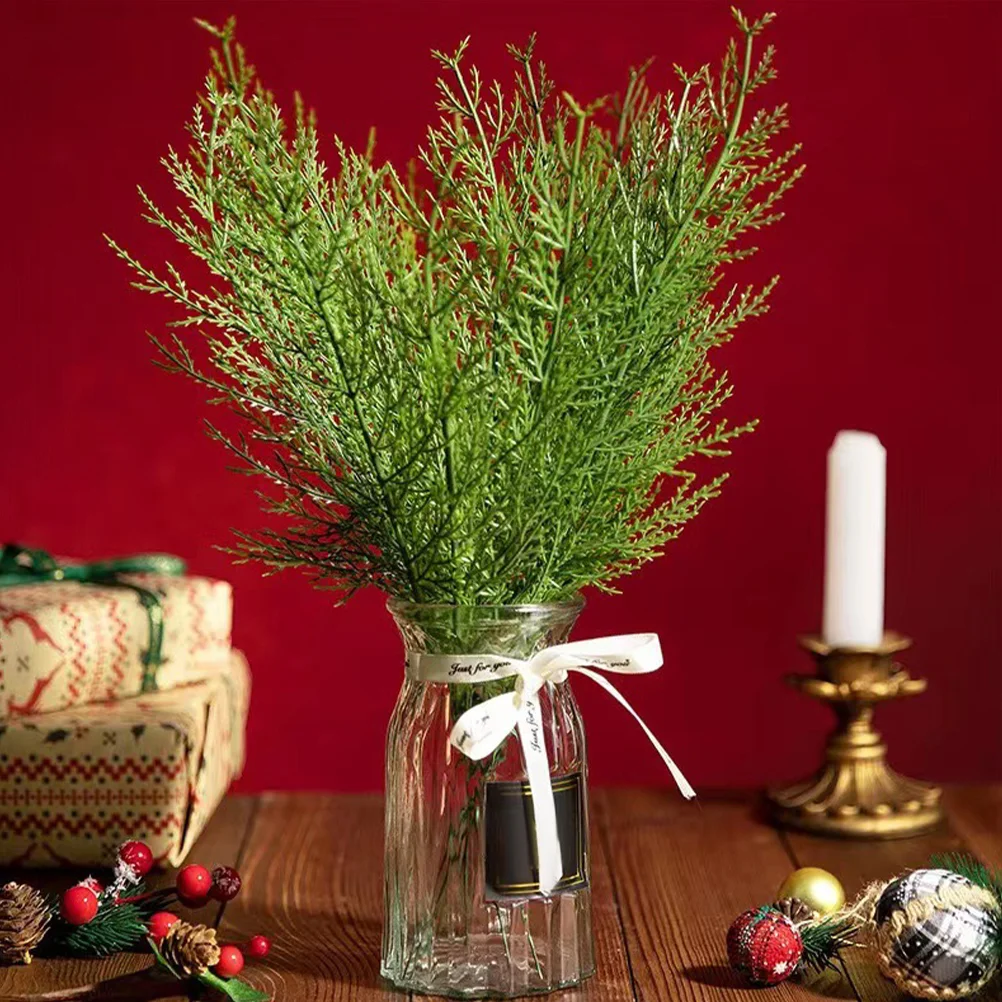 

40 Pcs Crafts Garland Faux Pine Stems Spray Plastic Branches Cedar Twigs Simulation Leaves Sprigs