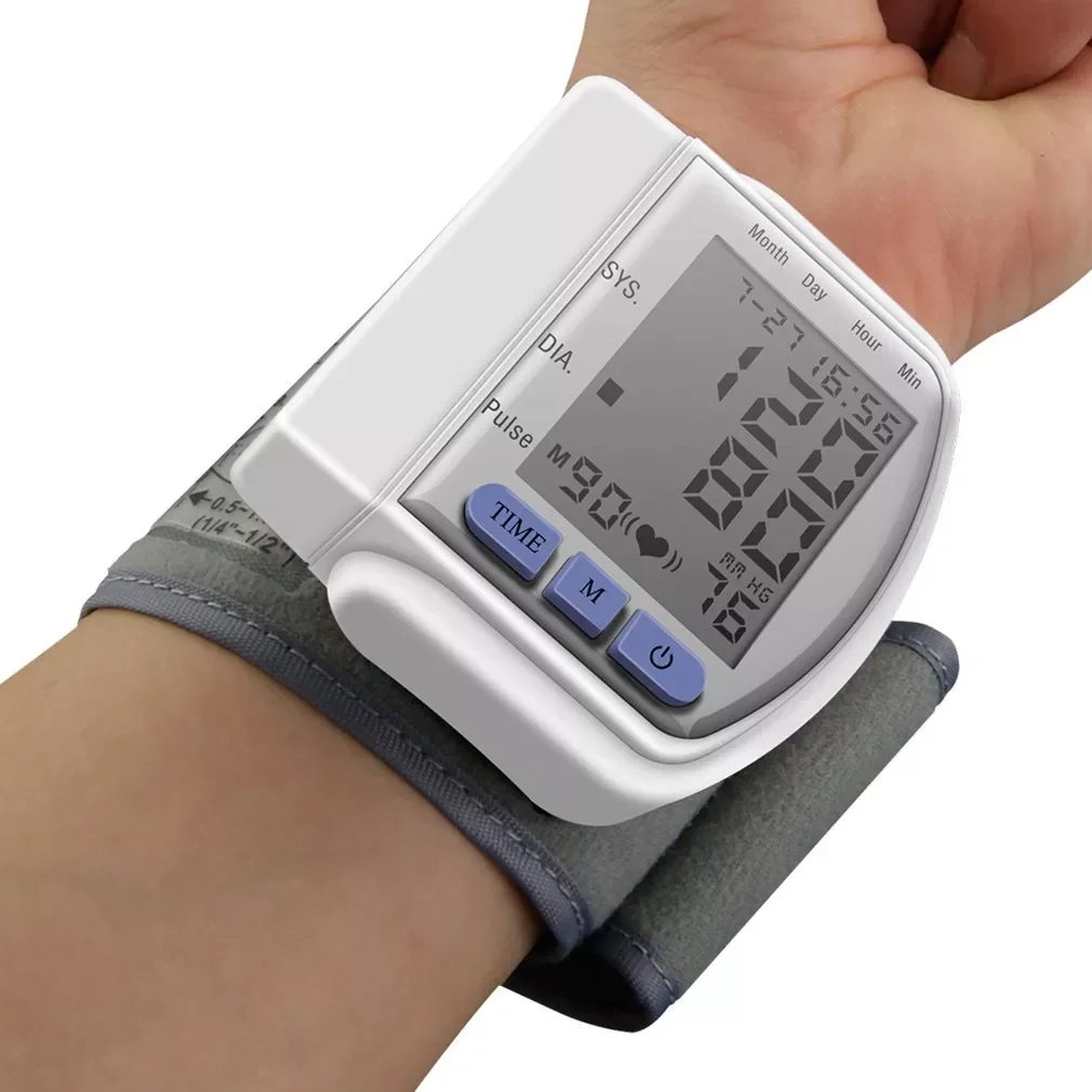 

Automatic Wrist Blood Pressure Monitor Tonometer Meter Digital LCD Screen Heart Rate Pulse Meter BP Monitor Health Care Tools