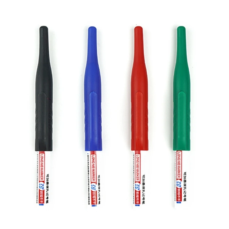 

4 Pcs Long Nose Marker Pens Durable Carpenter-Ink Marker 32mm Deep Reach Markers New Dropship