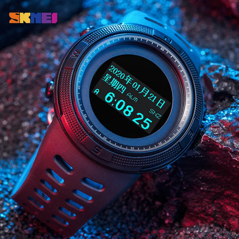 

SKMEI Digital Mmilitary Compass Watch Men's Watches Clock Pedometer Chrono Calorie Waterproof Male Wristwatch Relogio Masculino