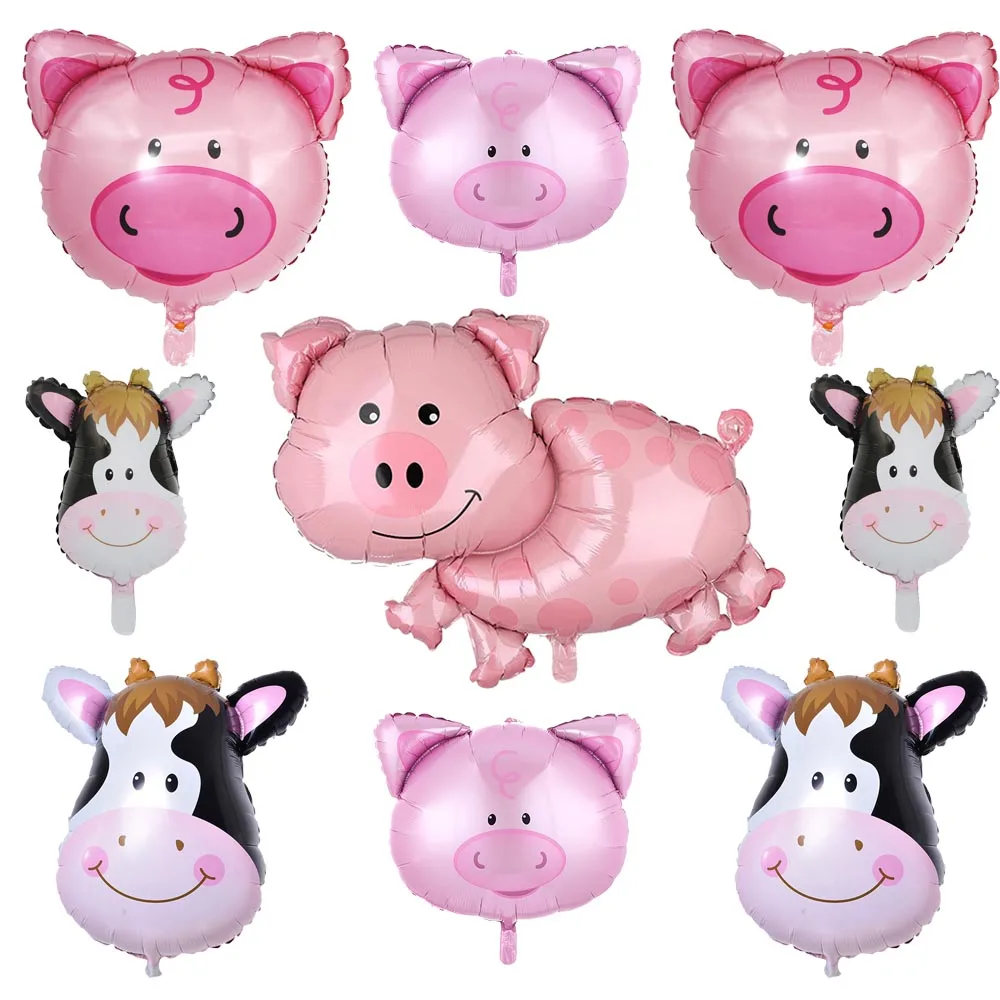 Farm Animals Pig Balloons Animals Birthday Cow Pig Party Ballons Mini Animal Inflatable Favors Baby Shower Girls Party Decor