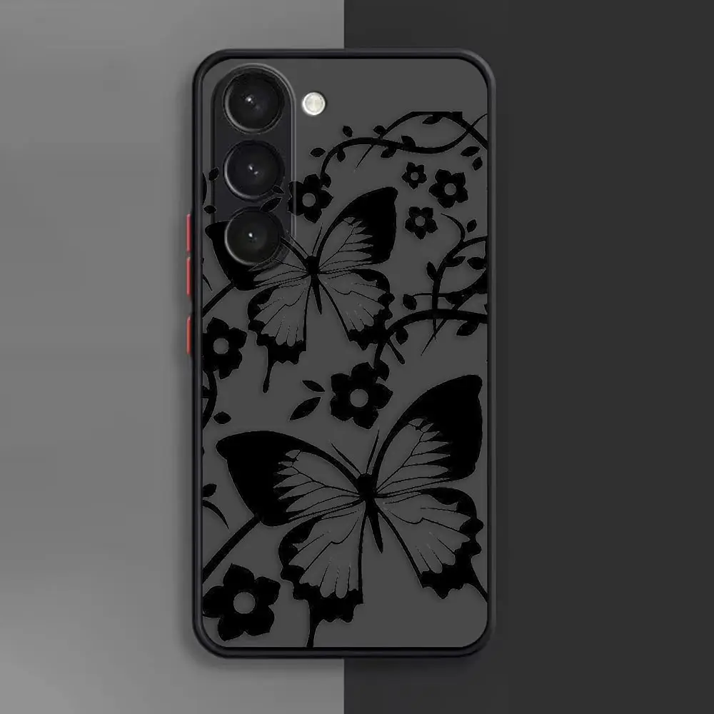 Matte Phone Case for Samsung Galaxy S23 S22 S21 S20 S10 4G S9 S8 Plus ULTRA 5G LITE Case Funda Beautiful Small Fresh Flowers