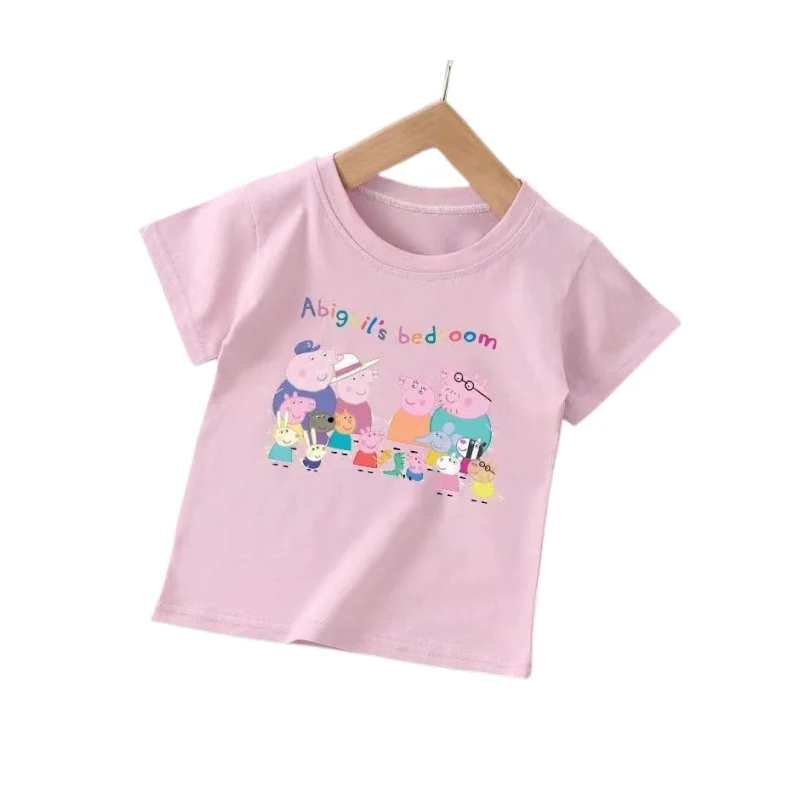 

Peppa Pig Anime Summer Short Sleeve Cute Baby Size Children Cute Hair Fashion Clothes Children's Clothes Casual Birthday Gift
