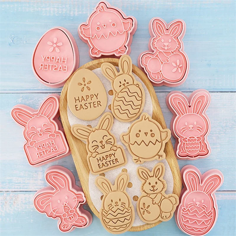 

Biscuit Mold Set 3D Easter Bunny Egg Cookie Cutters Fondant Press Stamps Cake Baking Decorating Tools 2022