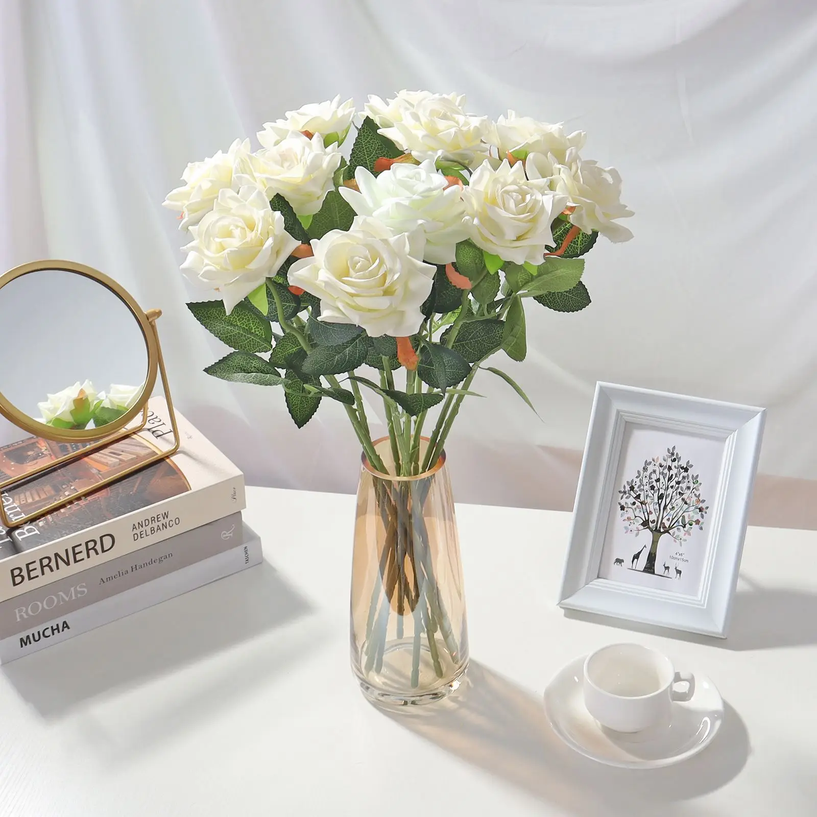 50cm Artificial Flowers Silk Roses Bouquet For Home Table Wedding Simulation Fake Plants DIY Wreath Supplies Decoration - купить по