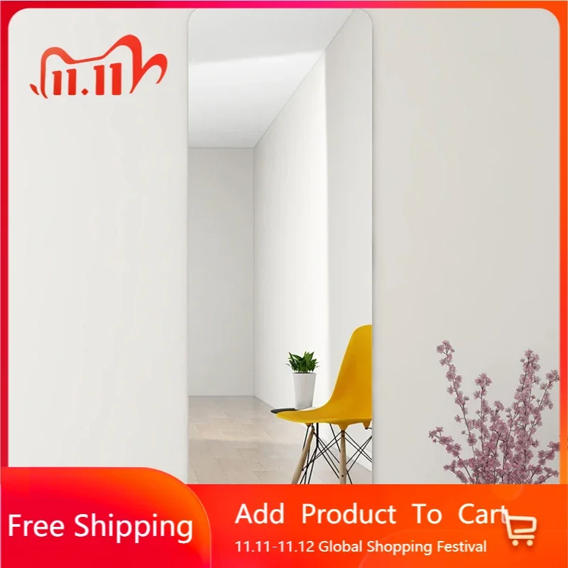 

Living Room Full-body Mirror Bedroom Self-adhesive Nordic Large Mirror Sticker Makeup Dressing Floor Miroir Chambre Wall Decor