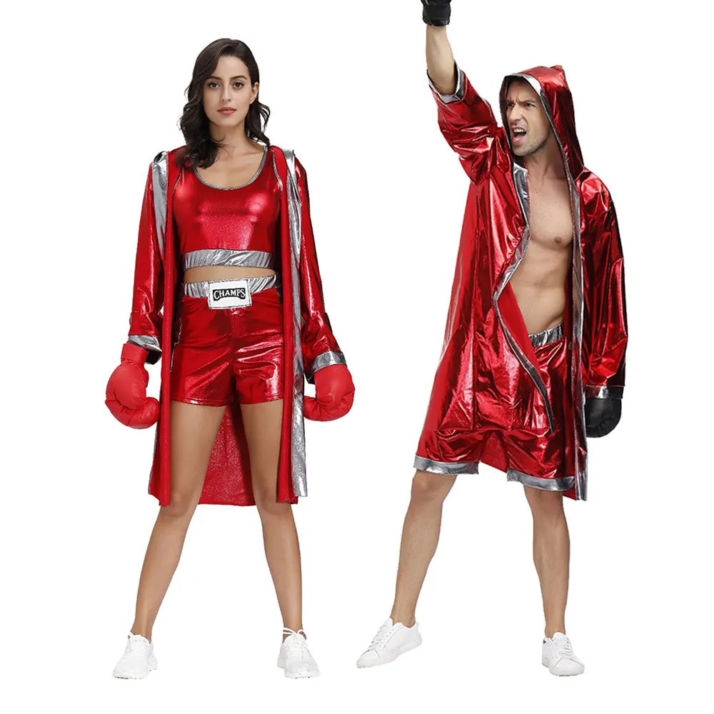 

Couple Boxing Champion Costume Boxer Robe Cosplay Costume Sports Boxing Robe Carnival Adult Boxing Training Boxer Battle Uniform