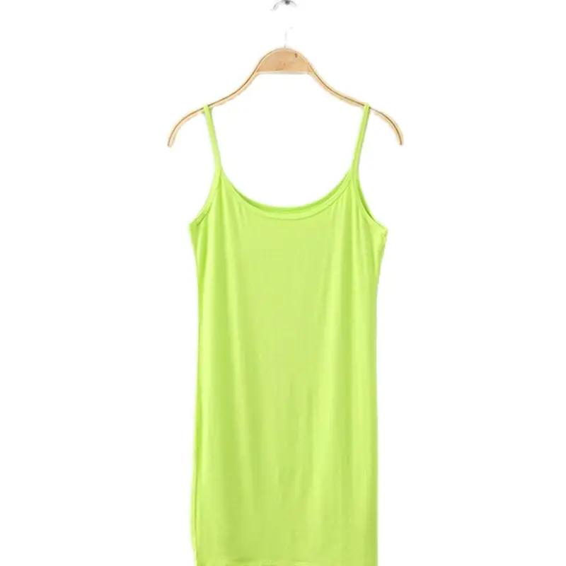 Женская Удлиненная майка для фитнеса из натурального хлопка без рукавов ярких