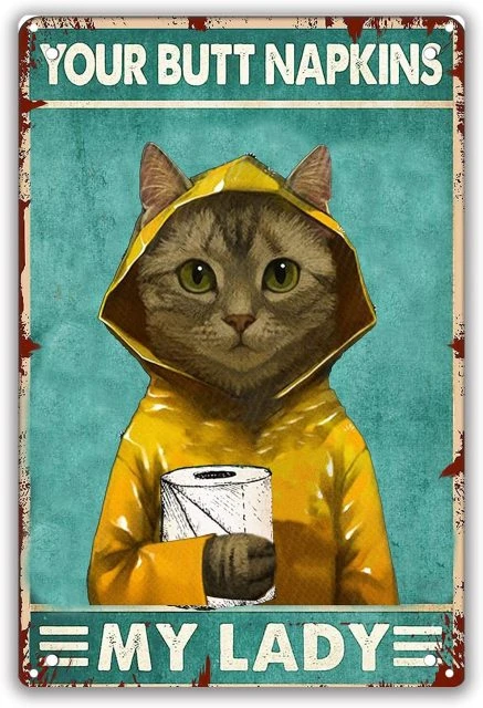 

Cute Cat Vintage Metal Tin Sign Poster Plaque Wall Decor Bar Cafe Garden Outdoor Decor Wall Decor Vintage Sign 8x12In