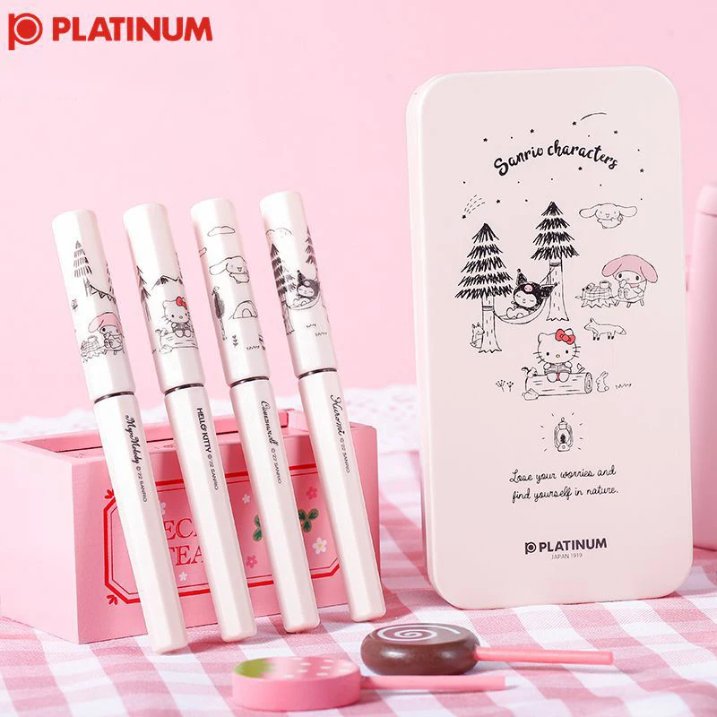 

Japan Kawaii Sanrio Hello Kitty Kuromi Platinum Small Meteor Pen Camping Time Exclusive Students' Calligraphy Practice Pen Gift