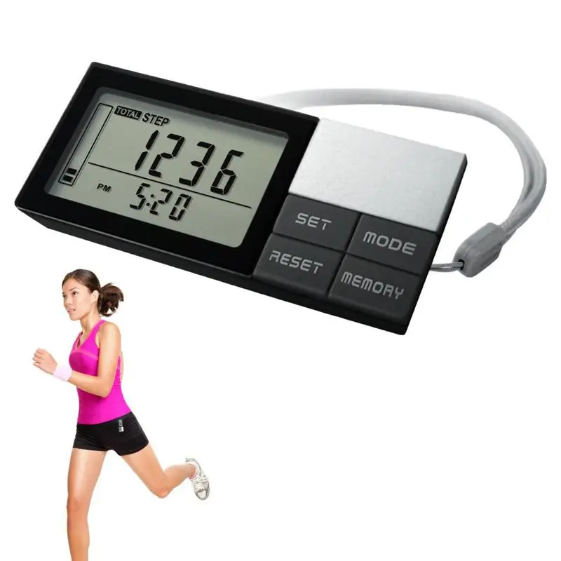 

Шагомер с датчиком 3D, простой шагомер со встроенным дисплеем, шагомер со съемным зажимом и шнурком, точное отслеживание шагов для