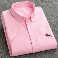 no pocket button up shirt mens shirts short sleeve horse embroidery 6xl shirt for mens shirts short sleeve 100 cotton oxford