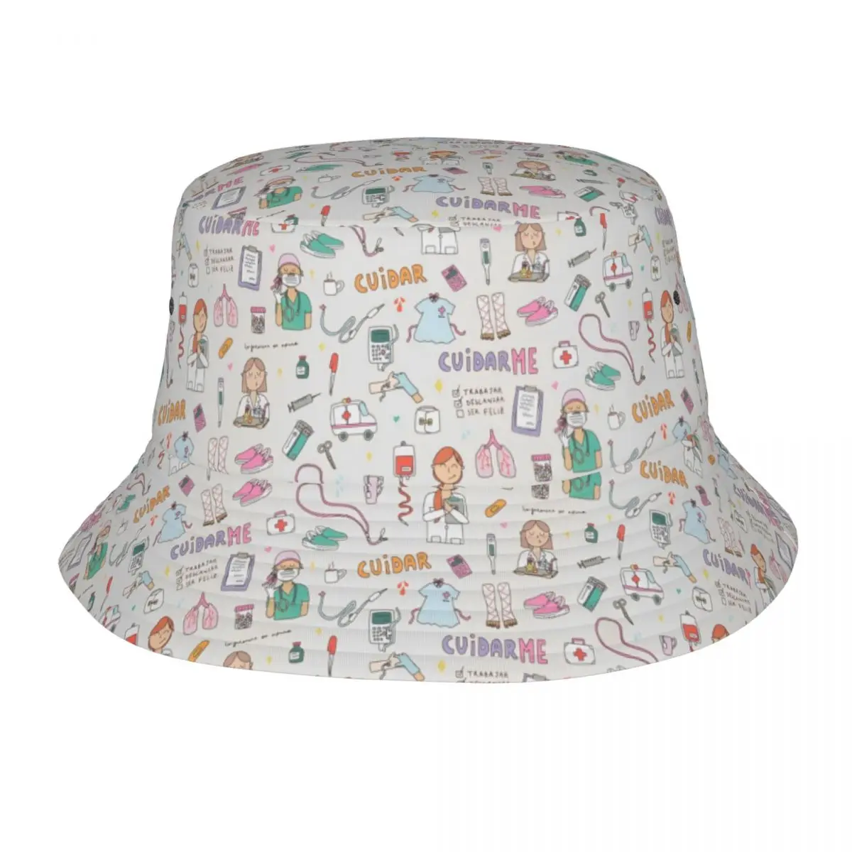 

Men Women Bucket Hat Enfermera En Apuros Merch Bob Hat Vocation Getaway Headwear Sun Cap Lightweight
