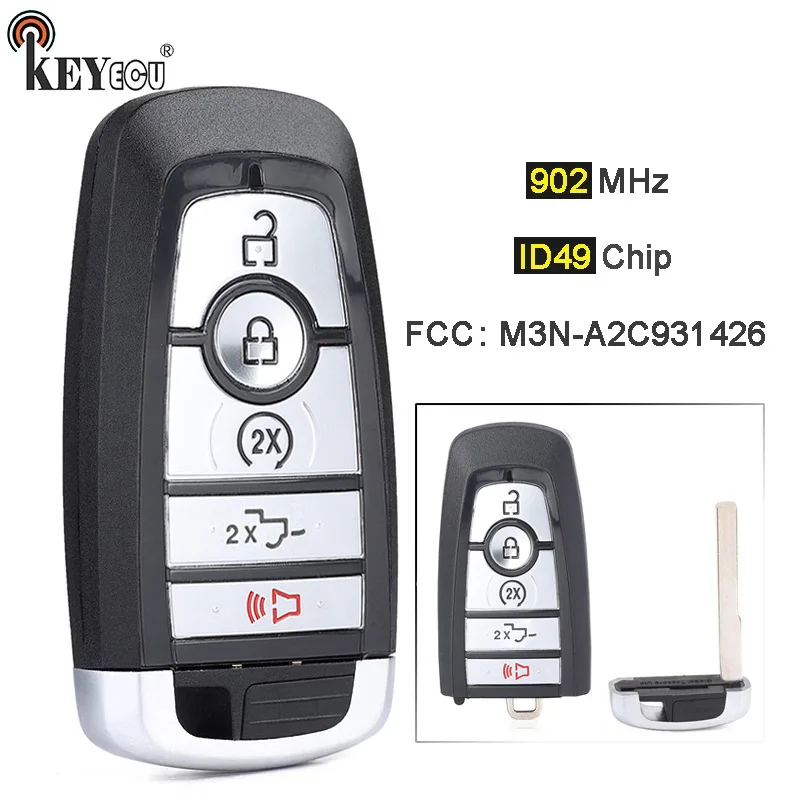 

KEYECU 902MHz ID49 FCC ID: M3N-A2C93142600 164-R8166 Proximity Smart Remote Key Fob for Ford F-150 Raptor 2017 2018 2019 2020