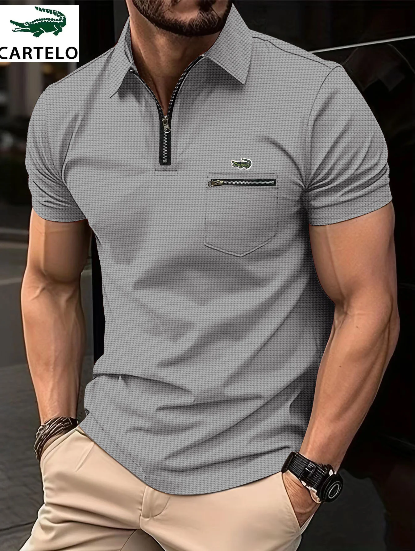 

Men's hot selling Polo shirt ultra-thin embroidered T-shirt summer new business casual breathable lapel men's Polo shirt oversiz