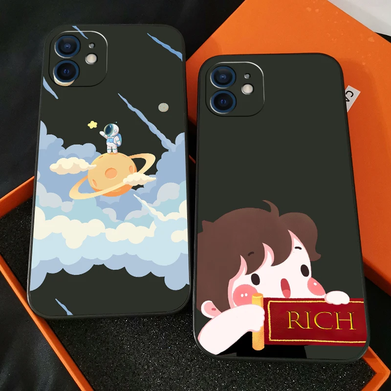

Simple Cartoon Illustration Phone Case For Funda iPhone 13 11 Pro Max 12 Mini X XR XS Max 6 6s 7 8 Plus Silicone Cover