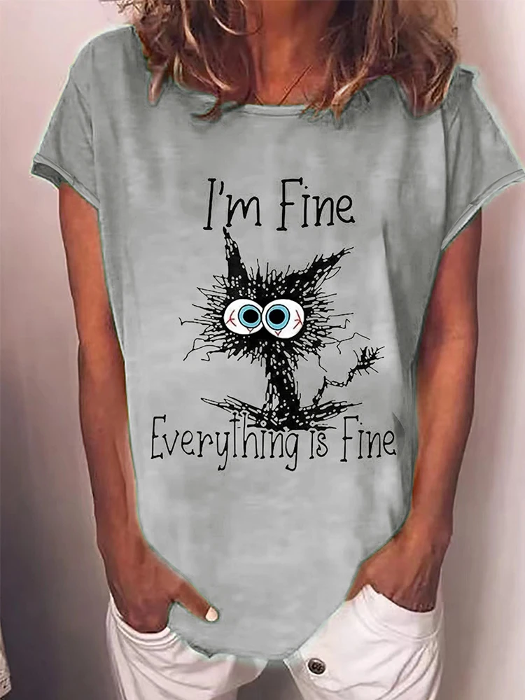 

Plus Size 5XL Fashion Womens T-shirt 3D Kawaii Cat Print Tees Tops O Neck Short Sleeve T Shirt Oversized Loose Woman Clothes