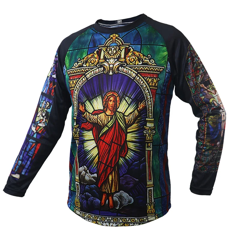 

Outdoor Jersey Church Cycling Shirt Quick Dry Motocross Jesus Clothes MTB MX Hiking Religious Summer Long Sleeve Unique Downhill