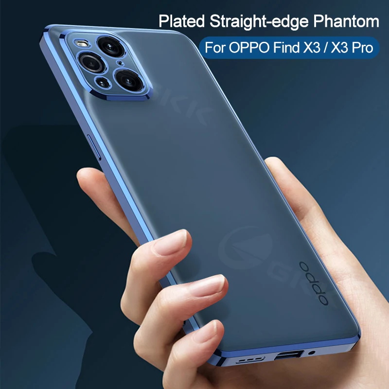 

GKK Luxury Plating Straight Edge Case For OPPO Find X3 Pro Anti-knock Soft Cover For OPPO Find X3 Pro Case With Screen Protector