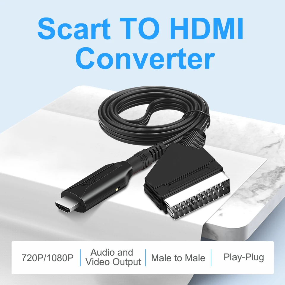Scart to hdmi Compatible Cable Converter Professional Video 
