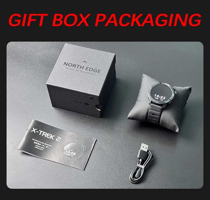 Фото НОВЫЕ СПОРТИВНЫЕ УМНЫЕ ЧАСЫ NORTH EDGE XTREK2 с GPS, AMOLED-экраном, Bluetooth-вызовами, компасом, измерением высоты, давления воздуха и функциями мониторинга здоровья №1