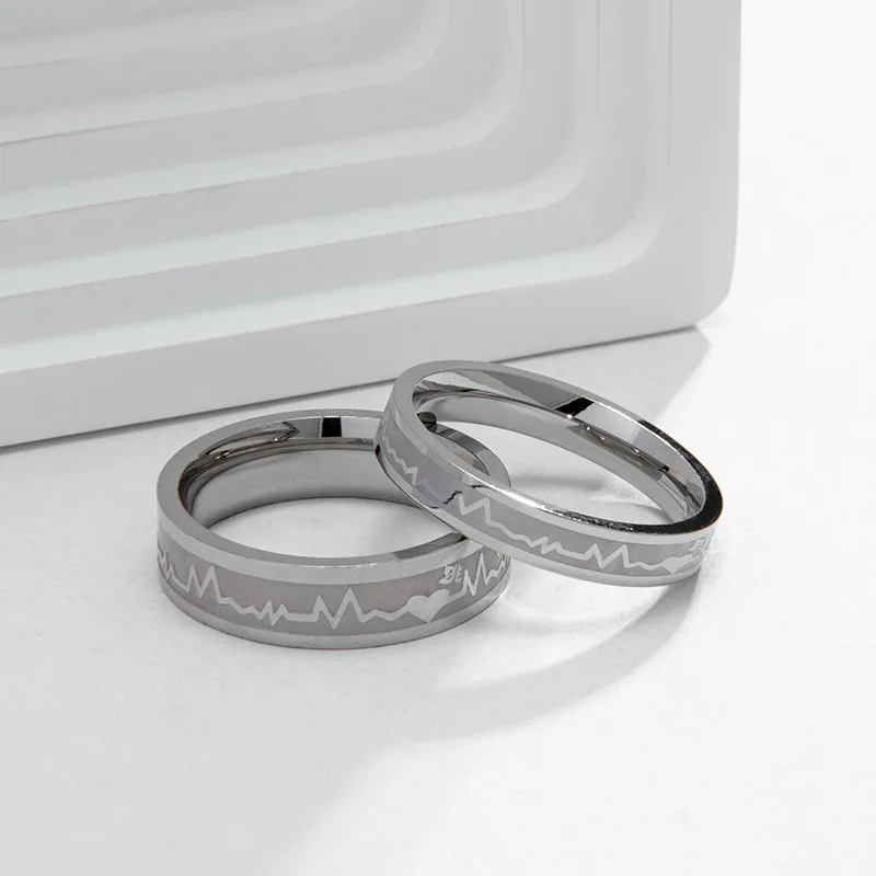 Лидер продаж новое кольцо из нержавеющей стали с электрокардиограмой