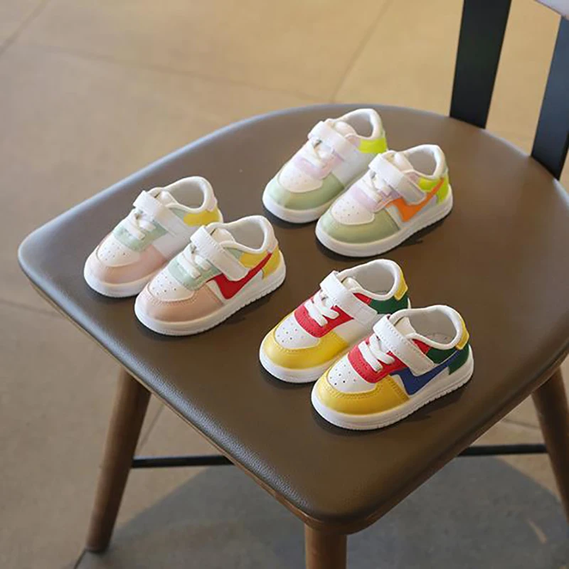 

Спортивная обувь для девочек и мальчиков, новая детская обувь, кожаная обувь на плоской подошве, детские кроссовки, повседневная мягкая обувь для младенцев, детская обувь для девочек