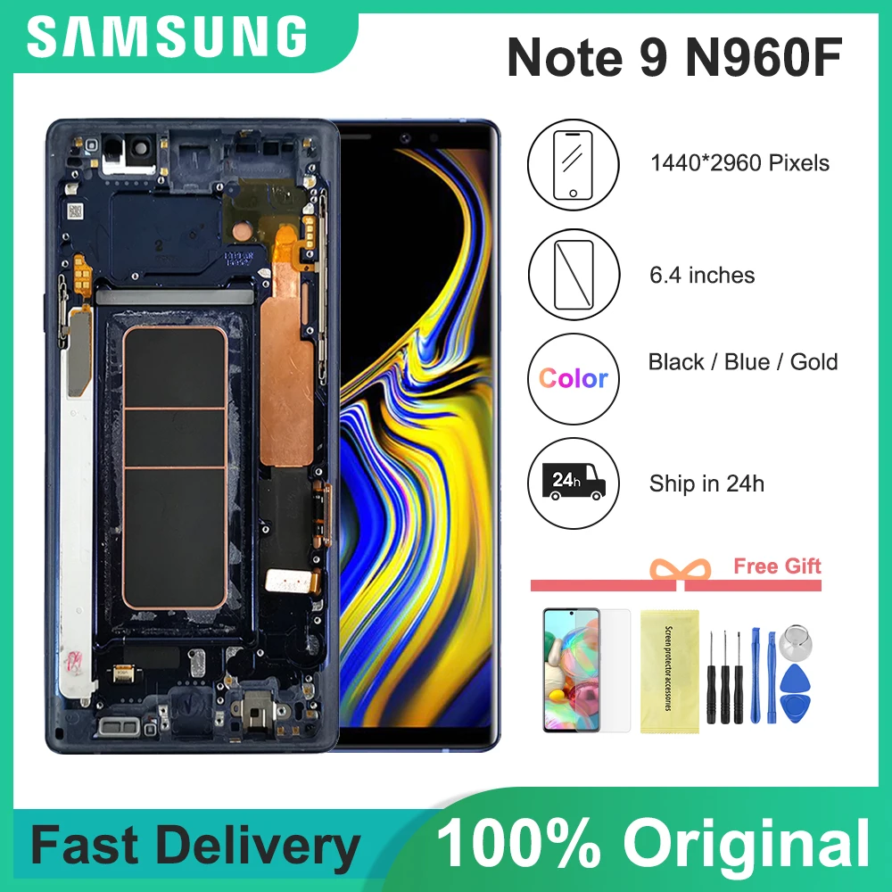

Оригинальный ЖК-дисплей 6,4 ''для Samsung Galaxy Note 9 N960D N960F сенсорный экран дигитайзер для Samsung N960 запасные части
