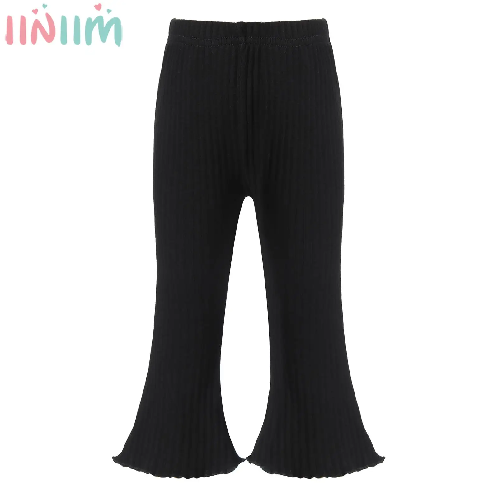 

Baby Girls Casual Ribbed Flared Pants Stretchy Bell-Bottoms Trousers High Waist Elastic Waistband Leggings for Party Daily Wear