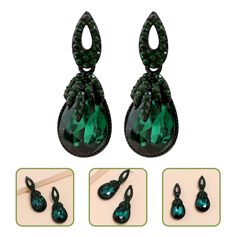 

Women Stud Earrings Wedding Rhinestone Earrings Bride Rhinestone Earrings Green Jewelry Vintage Earrings Earrings Women