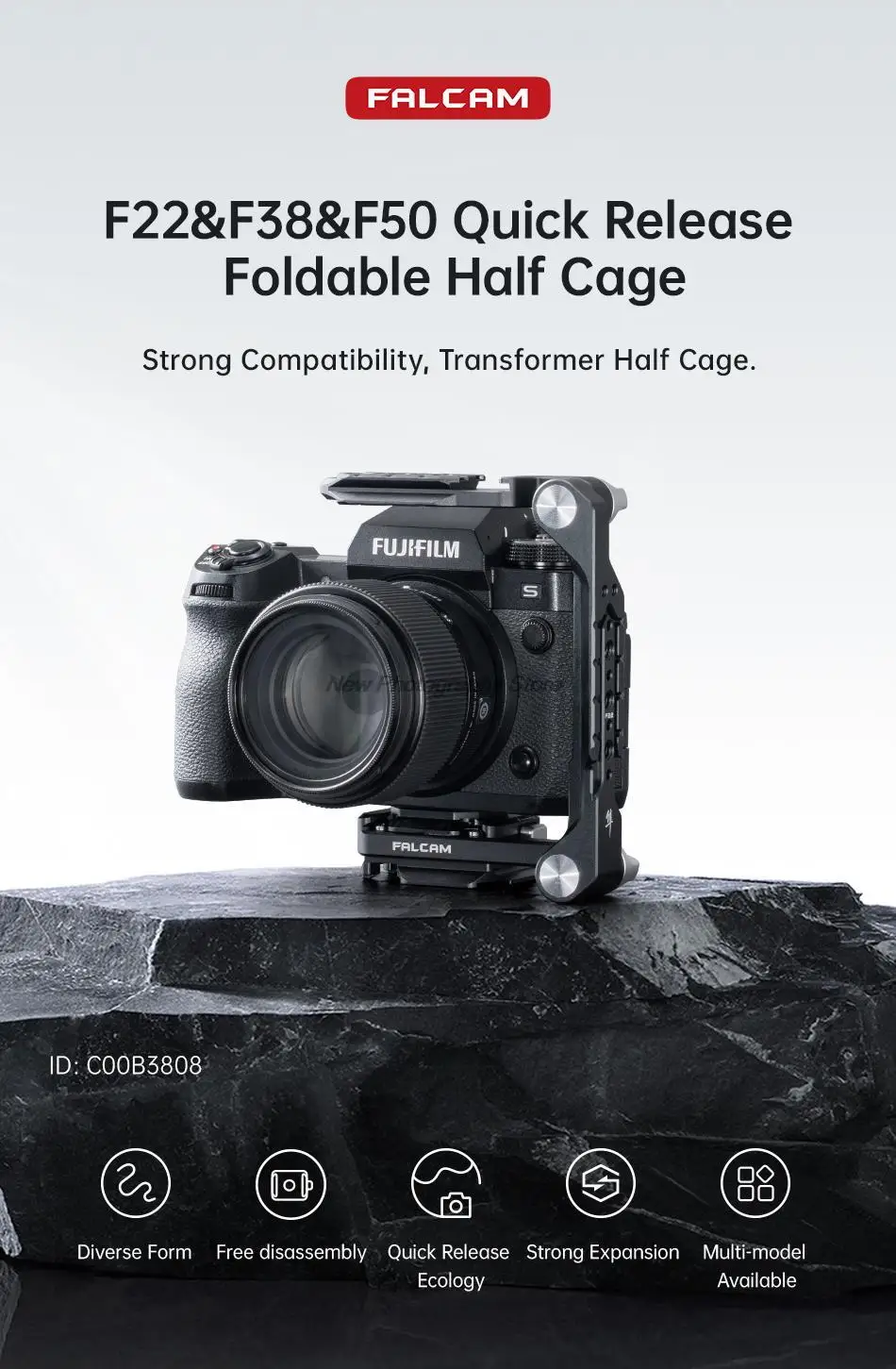 Быстросъемная Складная половинная клетка FALCAM F22 F38 и F50 для камеры Zve10 A7iv A7c Fx3 A7m4 A6700