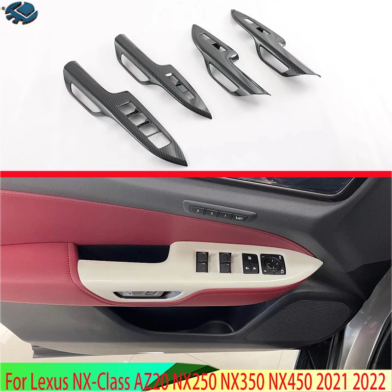 

Для Lexus NX-Class AZ20 NX250 NX350 NX450 2021 2022 углеродное волокно Стиль Дверь Окно подлокотник Крышка переключатель панель отделка Молдинг