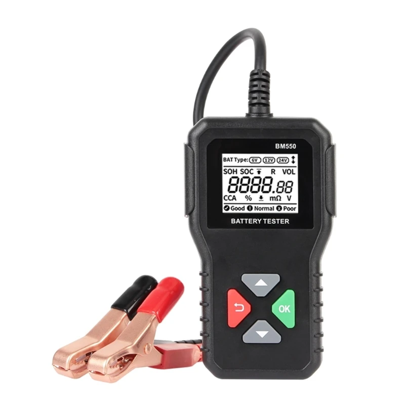 

BM550 Motorcycles Battery Tester 6V 12V 24V Battery System Detect Analyzer Tool D7WD
