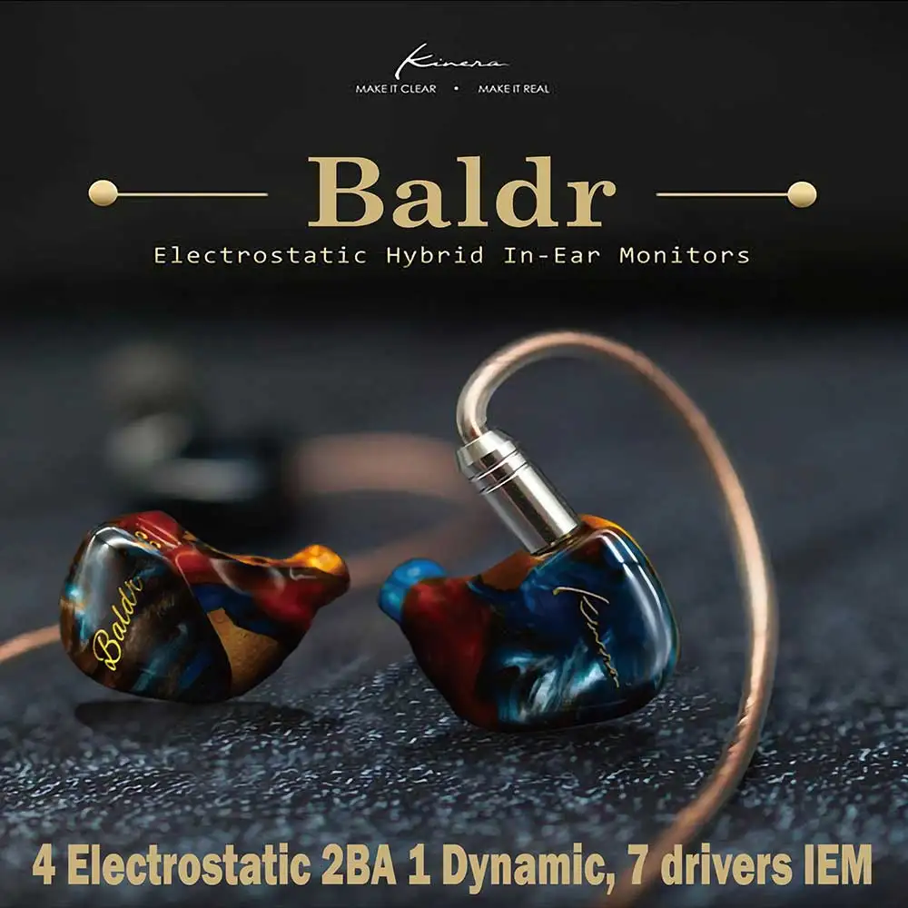Наушники Kinera Baldr 4EST + 1DD 2BA Гибридные драйверы-вкладыши Проводные наушники Hi-Fi DJ IEMs