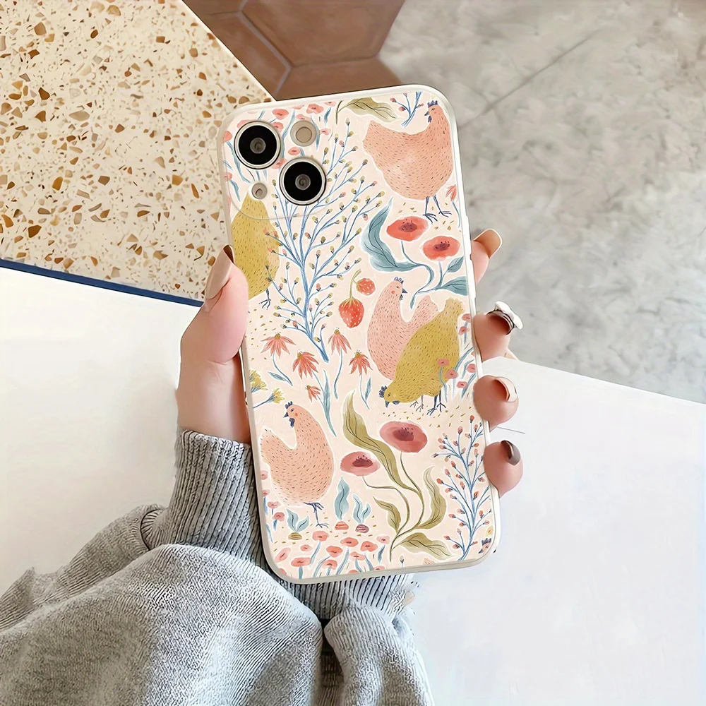 Чехол для телефона с рисунком Chick Pecking Grain iPhone 14 ProMax 13 11 12 15 Pro XSmax XR X 7/8 Plus Mini SE 2022