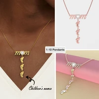 personalized mothers day jewelry gift custom names necklace feet pendants necklace mom necklace engraved name necklace