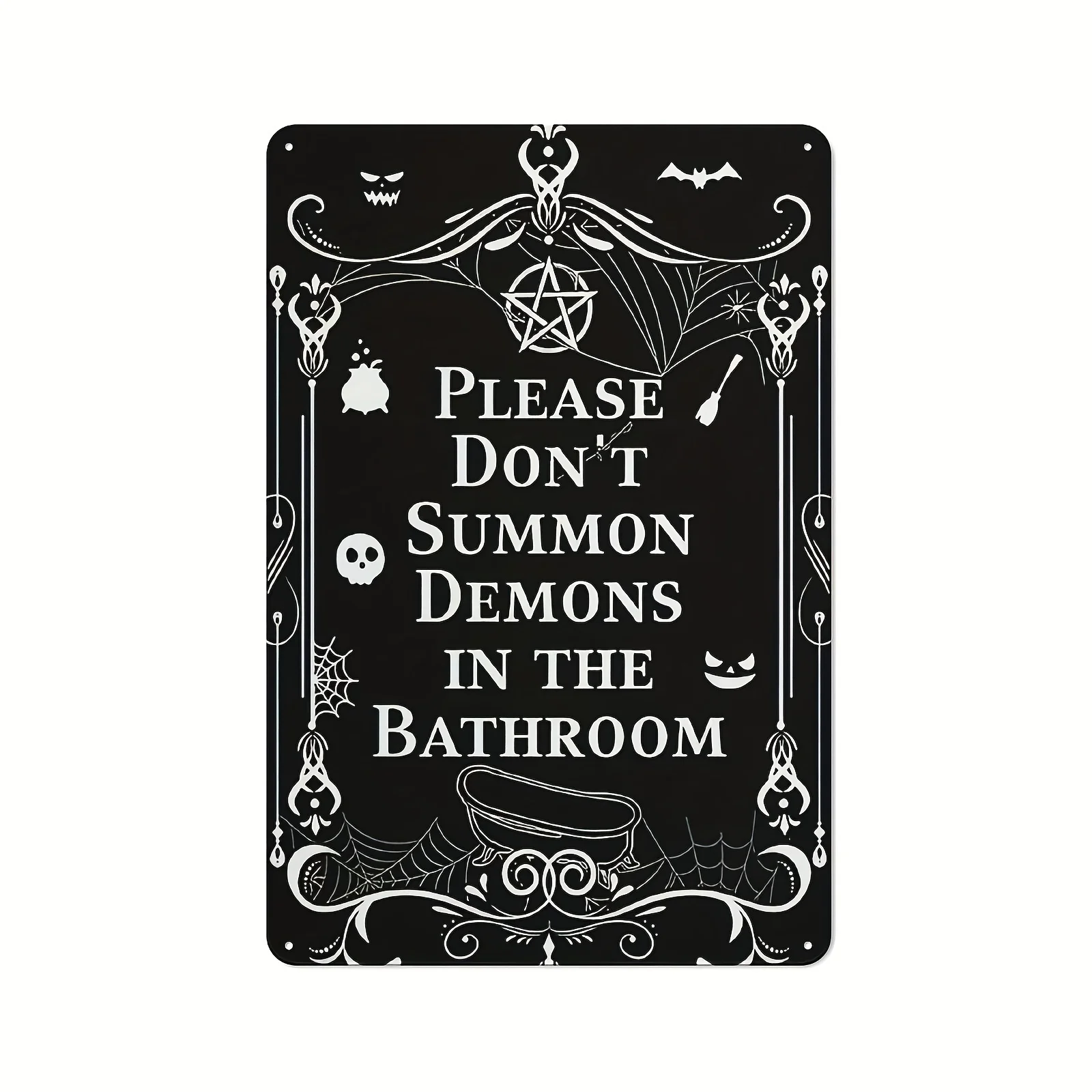 

1Pc Please Don't Summon Demons In The Bathroom Sign Spooky Signs Gothic Decor Halloween Metal Sign 12x8 Inch Rectangle