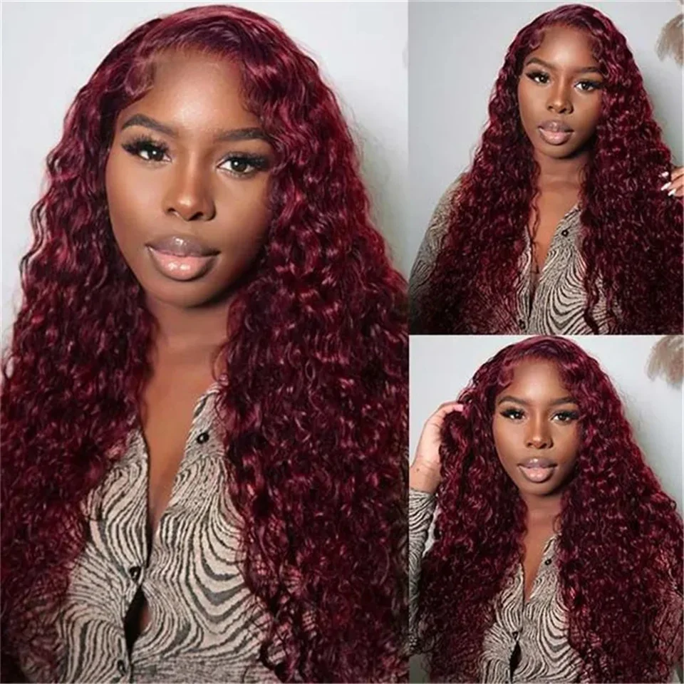 

Cranberry Brazilian Deep Wave Body Wave 13x4 Lace Frontal Wig 99J Burgundy Colored Straight Lace Front Human Hair Wigs For Women