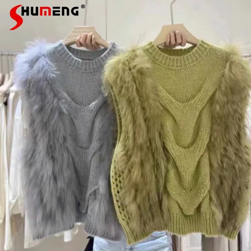 

Korean Fashion Loose Thick Warm Sleeveless Sweater Vest Women Temperament Furry Waistcoat Top Femme 2022 New Fall Winter Clothes
