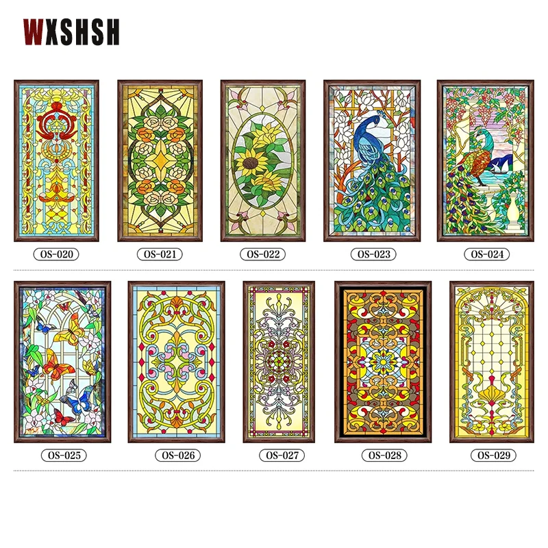 

Glass Decorative Films Static Cling Frosted Stained foil PET for church for door Decor Custom size window privacy film 62x182cm