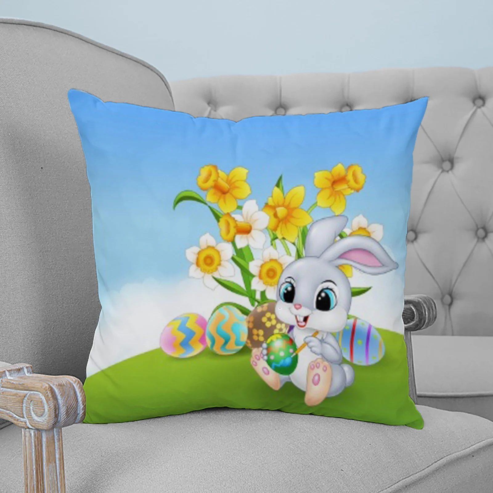 

Пасхальный милый кролик, картина, искусственные Чехлы, праздничный домашний декор, наволочка для дивана, декоративная наволочка