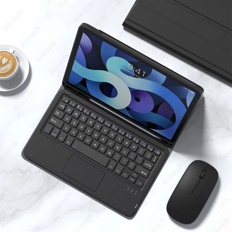 

Чехол AIEACH с тачпадом, мышью и клавиатурой для iPad Air 4, 3, 2, 1 Pro, 11, 10,5, 9, 7, чехол 2020, 2021 для iPad 8, 7, 6, 5 поколения, чехол