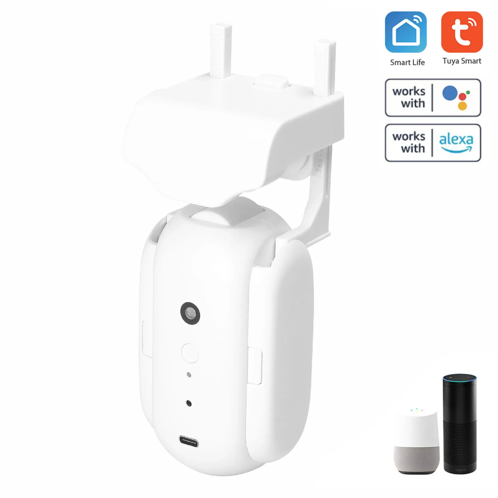 

2pc Tuya WiFi Electric Curtain Motor Voice Control Curtain Robot Opener with Gateway Support APP Control Timer Setup