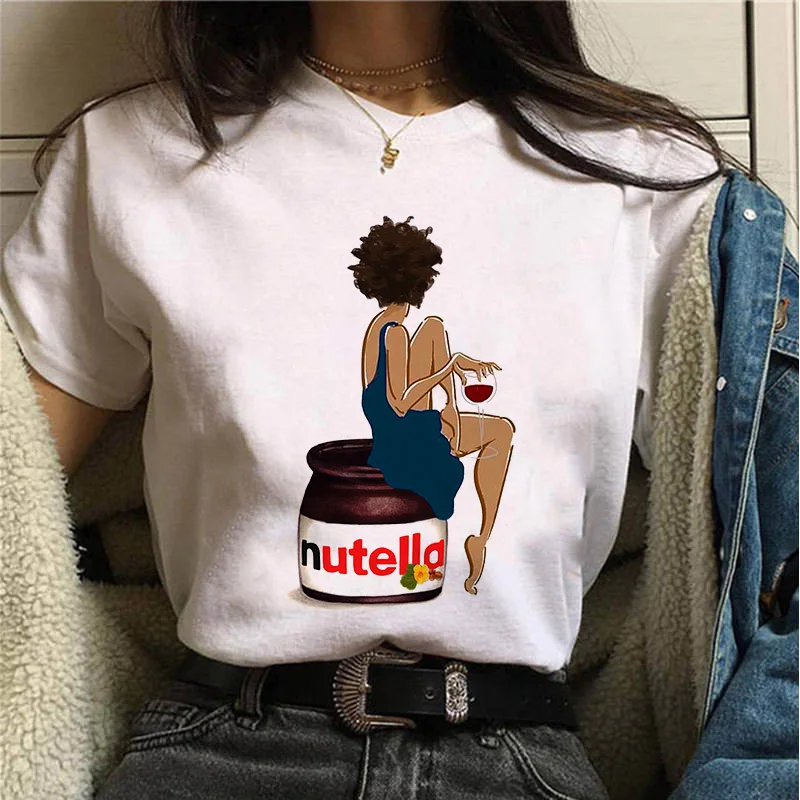Женская футболка с принтом Nutella Girl модная в стиле Харадзюку симпатичная