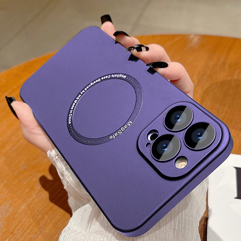 

Ultra Thin Slim Matte Magnetic For Magsafe Wireless Charging Case For iPhone 11 12 13 14 Pro Max Lens Camera Glass Hard PC Cover