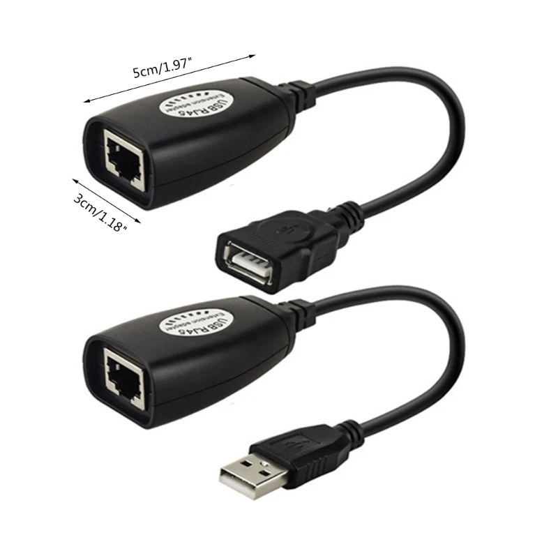 USB-удлинитель Ethernet RJ45 Cat5e/6 Кабель-адаптер LAN Удлинитель через повторитель Набор