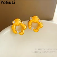 fashion jewelry 925 silver needle irregular geometric earrings popular design high quality aaa zircon stud earrings for women
