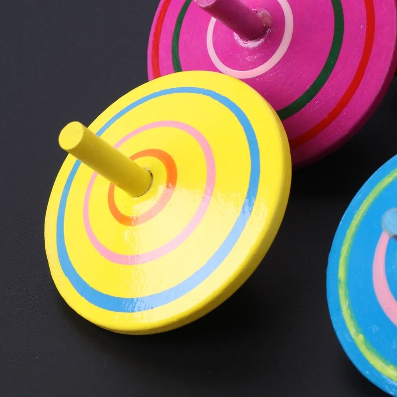 

2.36x2.36x2.36in Kids Interactive Puzzle Toy Wooden Spinner Brain Training Standard Tops Portable Educational Toys